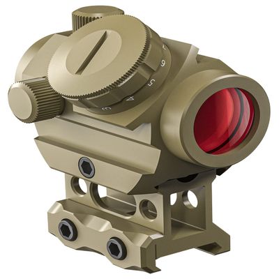 PINTY 1x25mm Tactical Red Dot Sight 3-4 MOA Compact Red Dot Scope 1 Riser Mount for Cowitness Waterproof and Shockproof Scratch Resistant Amber Lens, Black, FDE (Flat Dark Earth)