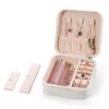 VOMNA Mini Jewelry Travel Case,Small Jewelry Box,Traveling Jewelry Organizer,Portable Jewellery Storage Holder for Rings Earrings Necklace Bracelet Bangle Organizer Boxes for Girls Women(PU-White) view 4