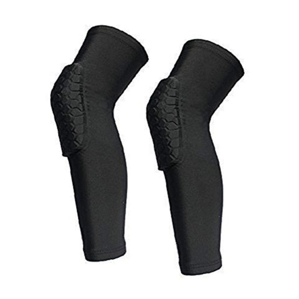 Runworld Knee Pads for Youth Adult, Basketball Knee Brace Support, Collision Avoidance Kneepad Compression Calf Shin Sleeve for Football Cycling -1Pair (Medium, Black)