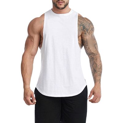 Maiyifu-GJ Men Cool Muscle Tank Tops Sleeveless Bodybuilding Gym Workout Shirt Lightweight Fitness Training Athletic Vests (White,Medium)