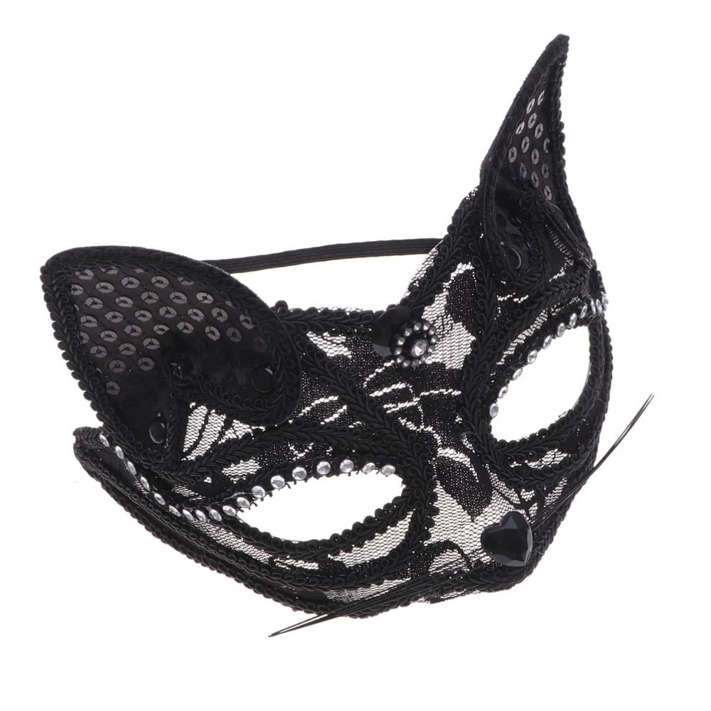 VALICLUD Fox Mask - Half Face Masquerade Mask for Women Lace Costume Accessory for Halloween & Cosplay Parties