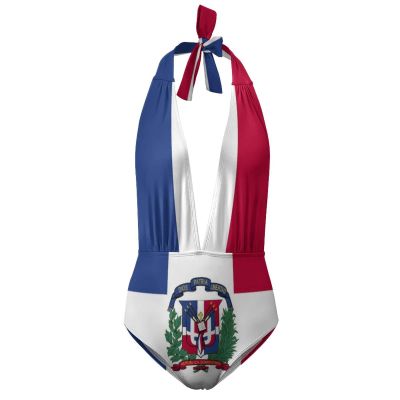 Bikini Sets Dominican Flag Women's Swimwear Cute Bathing Suit Ruched High Cut Swimsuit SummerM