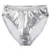 Daenrui Woman's Shiny Metallic Sexy Bikini Briefs Low Rise Underwear Shorts Rave Dance Bottom Clubwear Silver 3X-Large view 4