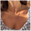 Allereyae Bohemia Layered Snake Chain Necklace Gold Herringbone Necklace Punk Flat Chain Collar Necklace Snake Bone Necklace Chain Jewelry view 2