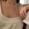 Allereyae Bohemia Layered Snake Chain Necklace Gold Herringbone Necklace Punk Flat Chain Collar Necklace Snake Bone Necklace Chain Jewelry view 3