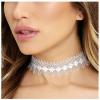 Allereyae Bohemia Hollow Lace Choker Necklace White Lace Fringe Necklace Gothic White Collar Necklace Punk Tattoo Choker Chain Necklace Chain Jewelry view 2