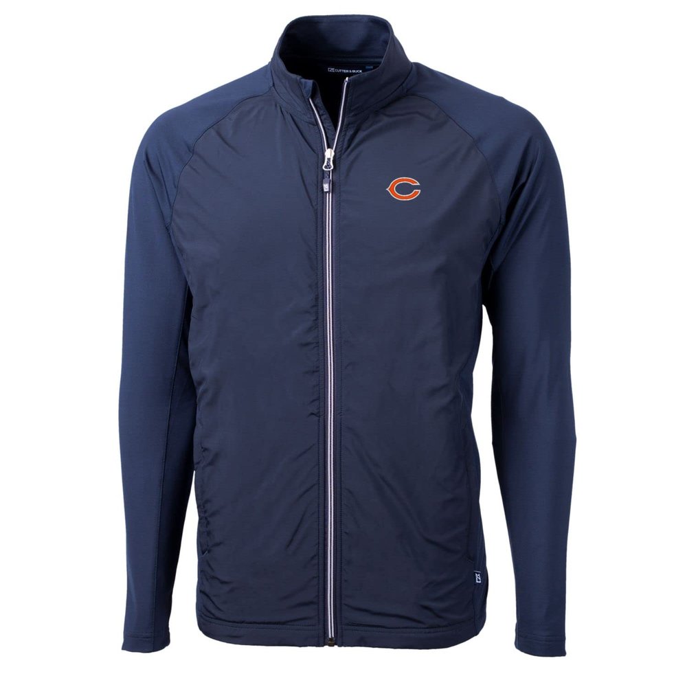Cutter & Buck Men's Navy Chicago Bears Big & Tall Adapt Eco Knit Full-Zip Raglan Jacket