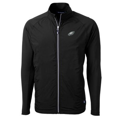Cutter & Buck Men's Black Philadelphia Eagles Big & Tall Adapt Eco Knit Full-Zip Raglan Jacket