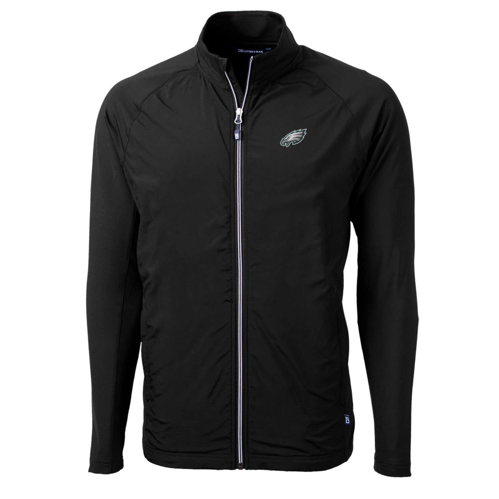 Cutter & Buck Men's Black Philadelphia Eagles Big & Tall Adapt Eco Knit Full-Zip Raglan Jacket