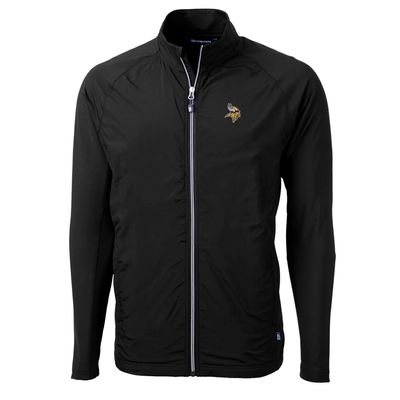 Cutter & Buck Men's Black Minnesota Vikings Big & Tall Adapt Eco Knit Full-Zip Raglan Jacket