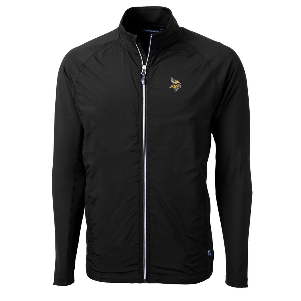 Cutter & Buck Men's Black Minnesota Vikings Big & Tall Adapt Eco Knit Full-Zip Raglan Jacket