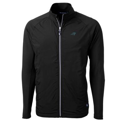 Cutter & Buck Men's Black Carolina Panthers Big & Tall Adapt Eco Knit Full-Zip Raglan Jacket