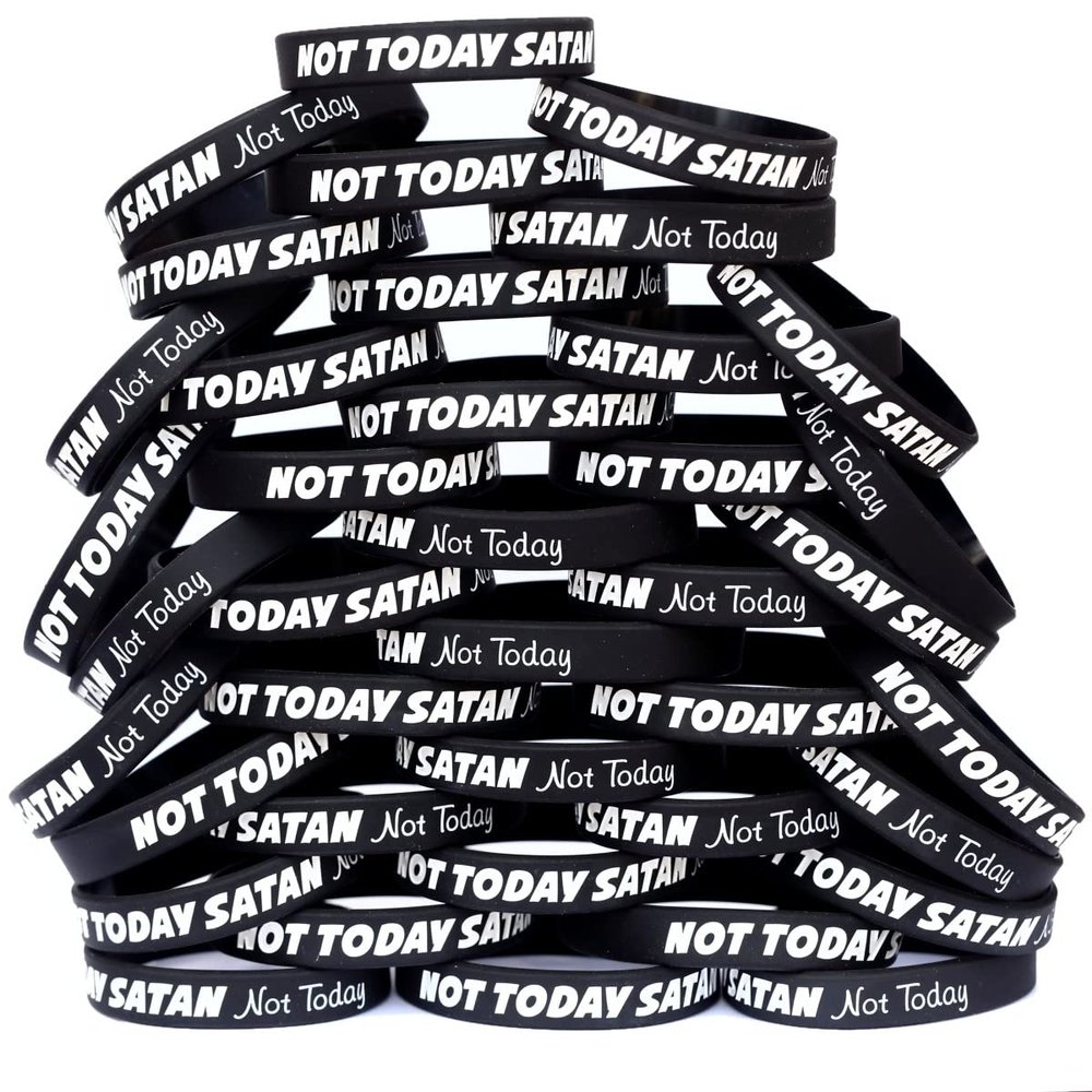 SayitBands 100 of Not Today Satan, Not Today Bracelet Wristbands