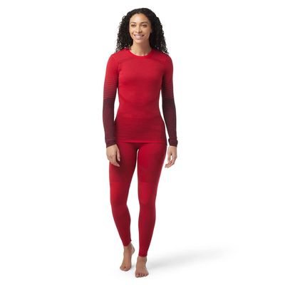 Smartwool Women's Intraknit Thermal Merino Base Layer Pattern Crew Pomegranate L