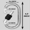 Locking Carabiner - 4.3 Inch Heavy Duty Carabiners - Large Carabiner for Hammocks, Rigging, Gym, Yoga - Oval 25 KN Extra Strong Carabiners view 2