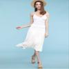 Come Together California CTC WB1105 Womens Lightweight Fold Over Flared Midi Skirt L White view 3