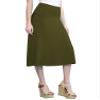 Come Together California CTC WB1105 Womens Lightweight Fold Over Flared Midi Skirt S Olive view 1