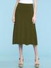 Come Together California CTC WB1105 Womens Lightweight Fold Over Flared Midi Skirt XXXL Olive view 2