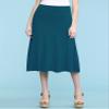 Come Together California CTC WB1105 Womens Lightweight Fold Over Flared Midi Skirt XL Teal view 2