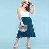 Come Together California CTC WB1105 Womens Lightweight Fold Over Flared Midi Skirt XL Teal view 4