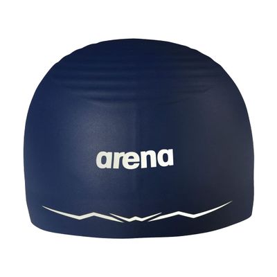 Arena Silicone Racing Swim Cap Men and Women Aquaforce Wave Hydrodynamic Performance Competitive Intensive Swimming, Navy, Medium
