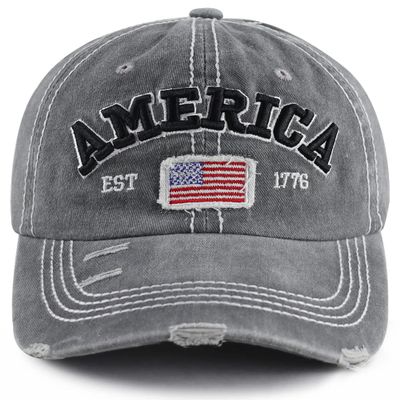 American Flag Hat for Men Women, USA America Flag EST 1776 Decorations Hats, Adjustable Embroidered Cotton Distressed Baseball Cap, Funny Patriots Gifts for Family Friends Coworkers Veterans