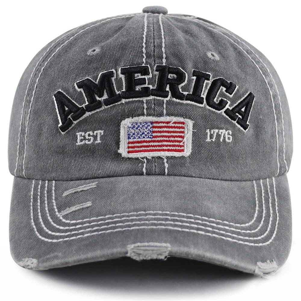 American Flag Hat for Men Women, USA America Flag EST 1776 Decorations Hats, Adjustable Embroidered Cotton Distressed Baseball Cap, Funny Patriots Gifts for Family Friends Coworkers Veterans
