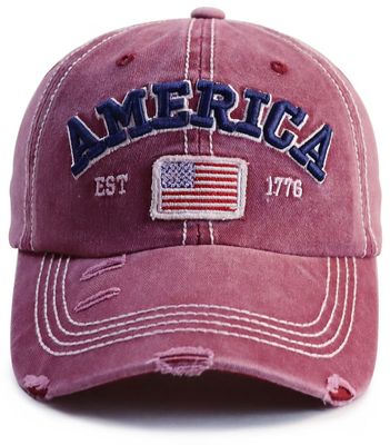 American Flag Hat for Men Women, USA America Flag EST 1776 Decorations Hats, Adjustable Embroidered Cotton Distressed Baseball Cap, Funny Patriots Gifts for Family Friends Coworkers Veterans