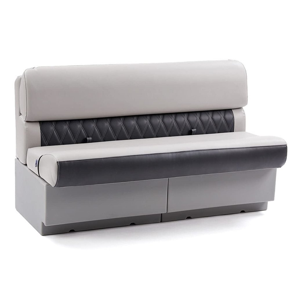 DeckMate Complete 55" Luxury Pontoon Boat Seat and Base - Charcoal and Gray