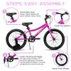 AVASTA Bilbo 18 Inch Kids Bike for Boys Girls 5 6 7 8 Years Old, Retro Style High Carbon Steel Bicycle with Adjustable Handlebars and Seat, Dual V-Brakes, Training Wheels, Kickstand, Plum Red view 2