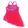 Agoky Kids Girls Sequined Ballet Dance Dress Lyrical Dance Costume Camisole Gymnastic Leotard Skirt with Tutu Dress Dancewear Rose 4-5 view 3