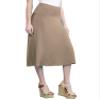 Come Together California CTC WB1105 Womens Lightweight Fold Over Flared Midi Skirt L Taupe view 1