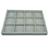 AIRZSNRY Large Velvet Jewelry Tray, Drawer Organizer for Jewelry in Dresser, Stackable Jewelry Drawer Organizer Inserts for Earring Necklace Bracelet Rings(Grey,12grid) view 1