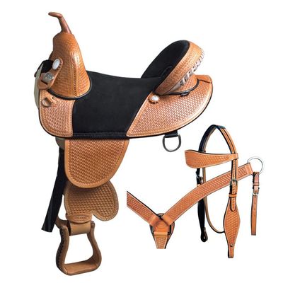 HILASON Western Horse Treeless Trail Barrel American Leather Saddle Tack | for Horses