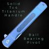 Titanium Pocket Knife for EDC, Solid Tc4 Titanium Handle, D2 Steel Tanto Blade, Includes Sheath (Tatsu ST Blue) view 3
