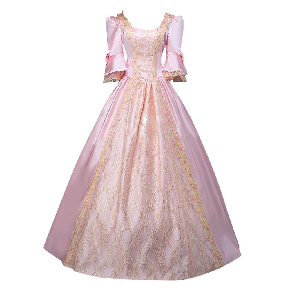 tuduoms Women Medieval Queen Vitorian Dress Short Sleeve Regency Ball Gown Renaissance Royal Fancy Masquerade Vampire Costume
