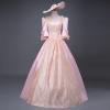 tuduoms Women Medieval Queen Vitorian Dress Short Sleeve Regency Ball Gown Renaissance Royal Fancy Masquerade Vampire Costume view 2