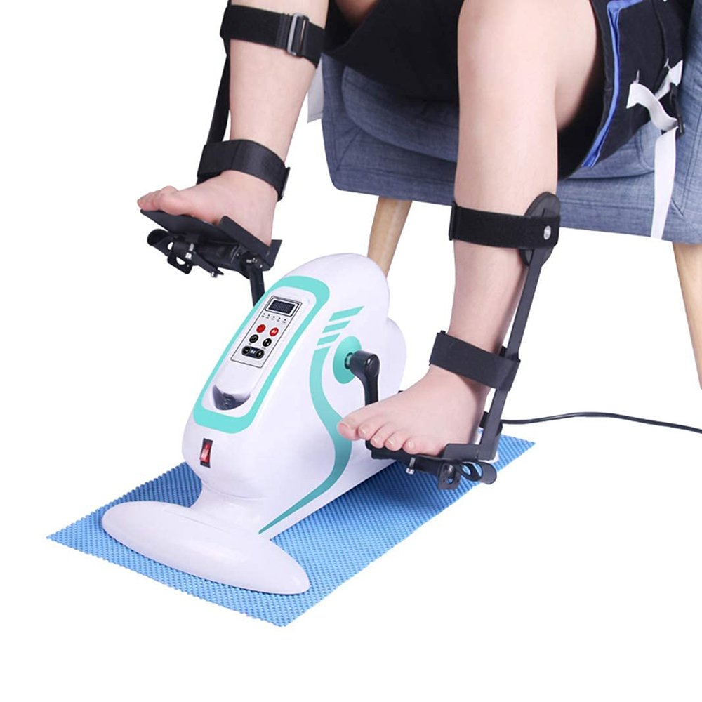 LUNEZY Electronic Physical Therapy Rehab Pedal Exerciser, Portable Mini Cycle Bike for Under Your Office Desk, Slim Design for Arm or Foot - Small, Adjustable Stroke Resistance