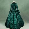 tuduoms Medieval Queen Victorian Dress Gothic Lace Bell Sleeve Regency Ball Gown Renaissance Fancy Masquerade Vampire Costume Green view 3