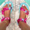 AnFeng Tie-Dye Leopard Wedge Fashion Women's Sandals Platform Printed Hook&Loop Women's Sandals Sandles Womans Dressy Flat (Hot Pink, 7.5) view 3