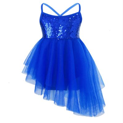 Freebily Girls Sequined Camisole Leotard Ballet Tutu Layers Skirt Dress Ballerina Dancewear Costumes Camisole Sequined Dark Blue 4-5