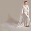 ruthyuexin Wedding Veil Applique Edge Cathedral Veil Flower One-Layer Bridal Veils Wedding Veils with Comb (ivory) view 3