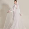 ruthyuexin Wedding Veil Applique Edge Cathedral Veil Flower One-Layer Bridal Veils Wedding Veils with Comb (ivory) view 4