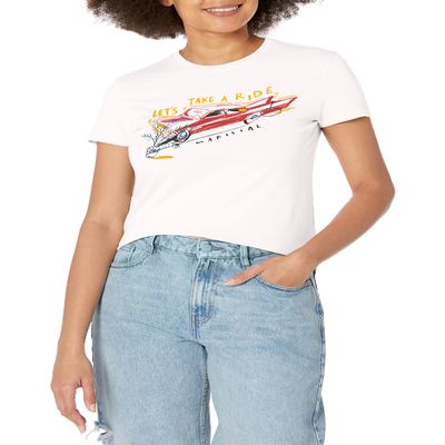 Desigual Women's Woman Knit T-Shirt Short Sleeve, White, XL