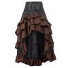 tuduoms Pirate Halloween Costume for Women Renaissance Victorian Ruffle High Low Skirt Gothic Vintage Distressed Pirate Skirt Brown view 1