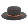 Adults Unisex Retro Western Cowboy Riding Hat Leather Belt Wide Cap Straw Hat Bucket Hats for Girls Black view 1