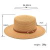 Adults Unisex Retro Western Cowboy Riding Hat Leather Belt Wide Cap Straw Hat Bucket Hats for Girls Black view 2