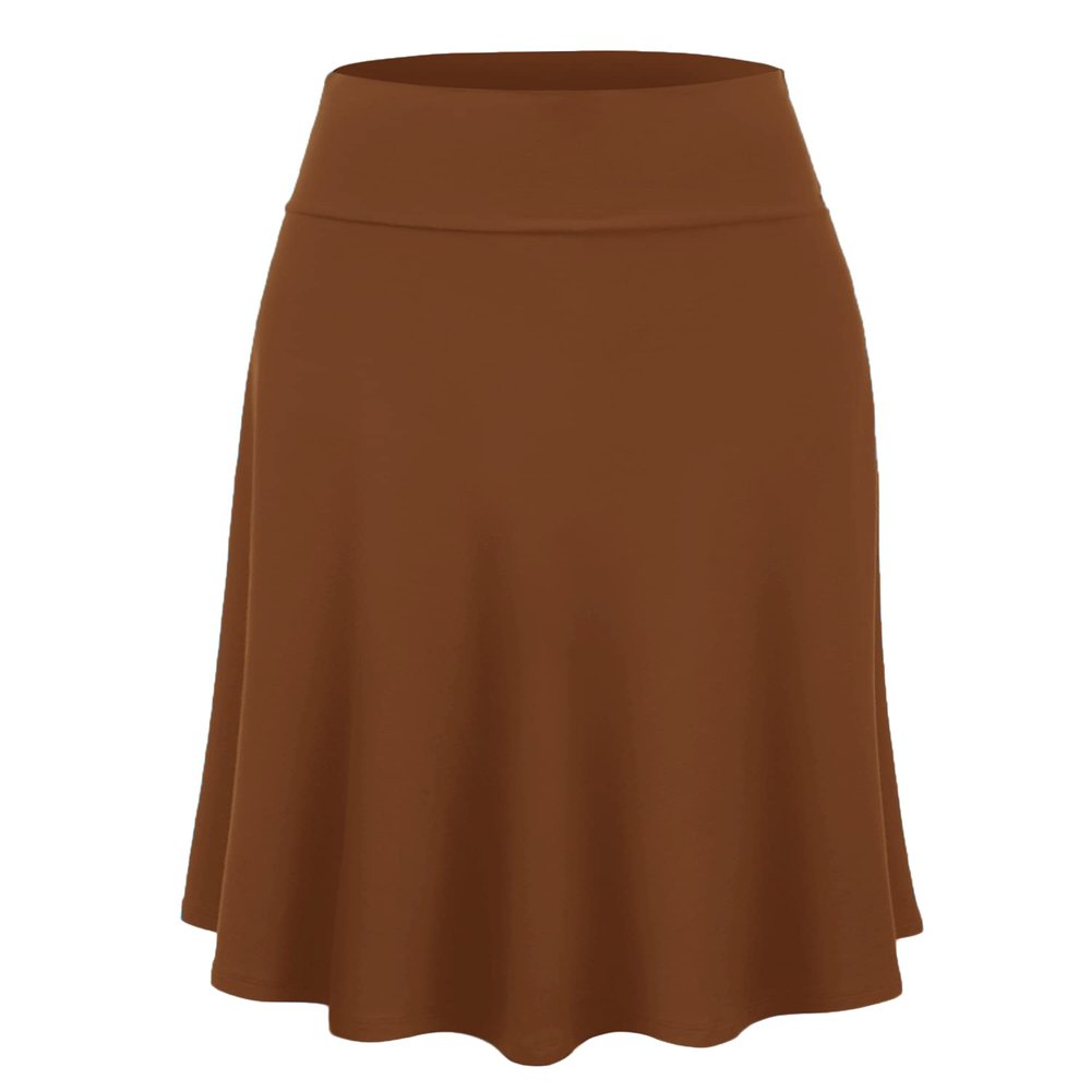 Come Together California CTC WB1105 Womens Lightweight Fold Over Flared Midi Skirt M Rust