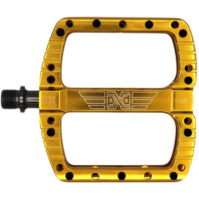 PDX G11 Mountain Bike Pedals Downhill Gravity MTB BMX Pedal CNC Machine 6061 Aluminum Lightweight 3 Ball Bearings Non-Slip (Gold)