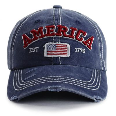 American Flag Hat for Men Women, USA America Flag EST 1776 Decorations Hats, Adjustable Embroidered Cotton Distressed Baseball Cap, Funny Patriots Gifts for Family Friends Coworkers Veterans